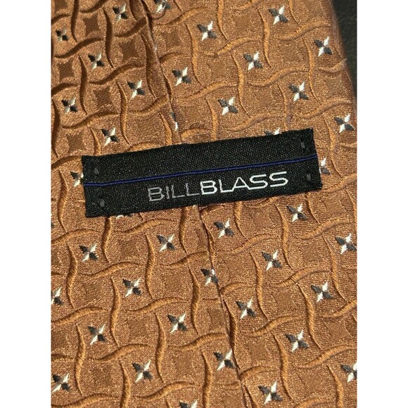 Bill Blass Rust Colored Silk Tie Geometric - Picture 5 of 6
